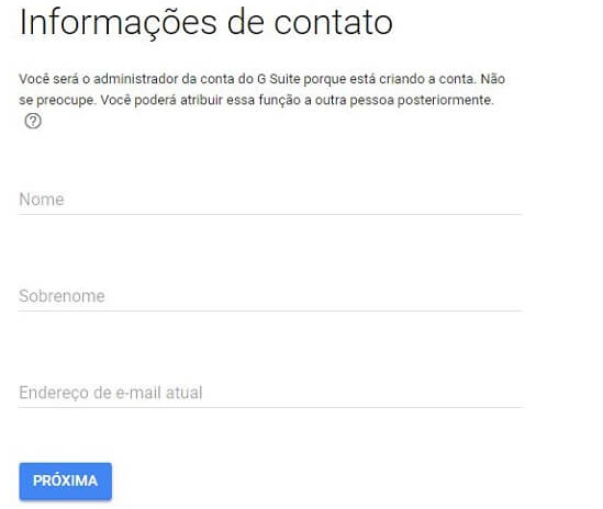 gmail - informações de contato